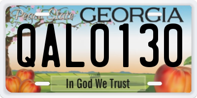 GA license plate QAL0130