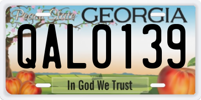 GA license plate QAL0139