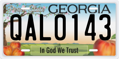 GA license plate QAL0143