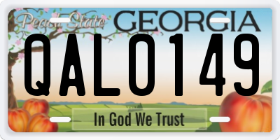 GA license plate QAL0149