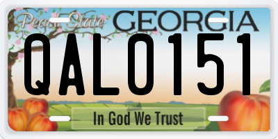 GA license plate QAL0151