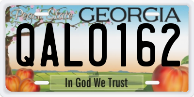 GA license plate QAL0162