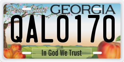 GA license plate QAL0170