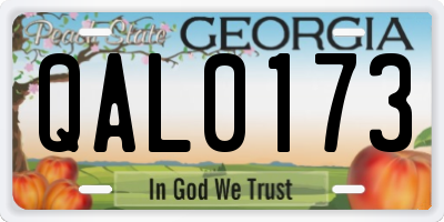 GA license plate QAL0173