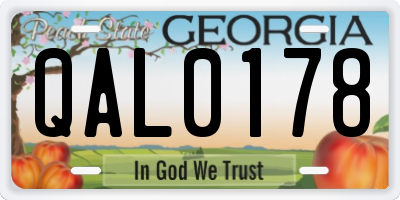 GA license plate QAL0178