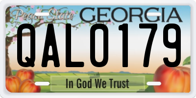 GA license plate QAL0179