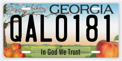 GA license plate QAL0181