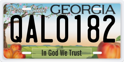 GA license plate QAL0182