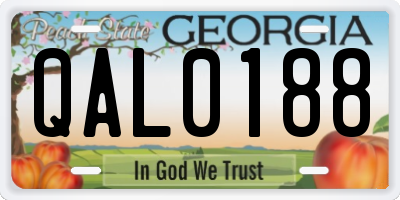 GA license plate QAL0188