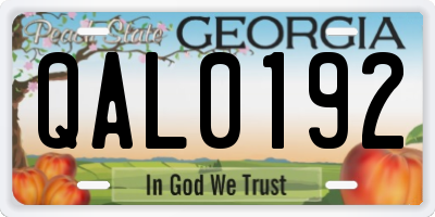 GA license plate QAL0192