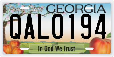 GA license plate QAL0194