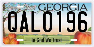 GA license plate QAL0196