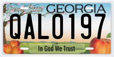 GA license plate QAL0197