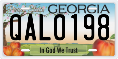 GA license plate QAL0198