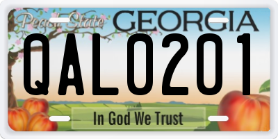 GA license plate QAL0201