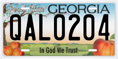 GA license plate QAL0204