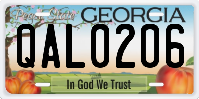 GA license plate QAL0206