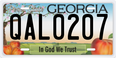 GA license plate QAL0207