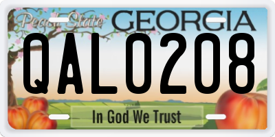 GA license plate QAL0208