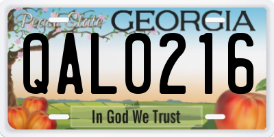 GA license plate QAL0216