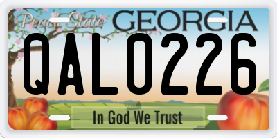 GA license plate QAL0226