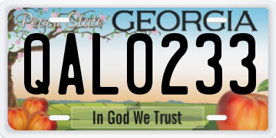 GA license plate QAL0233