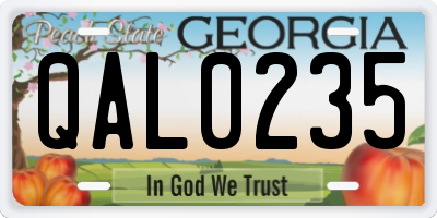GA license plate QAL0235