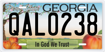 GA license plate QAL0238