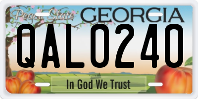 GA license plate QAL0240