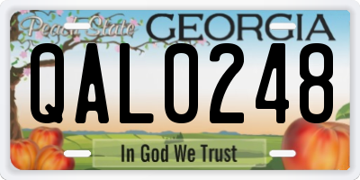 GA license plate QAL0248