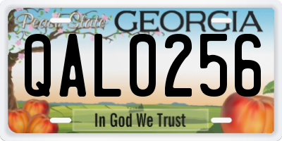 GA license plate QAL0256