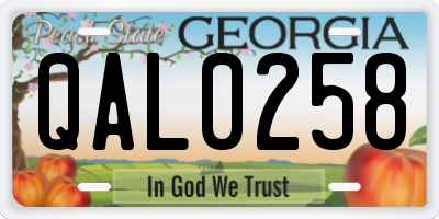GA license plate QAL0258