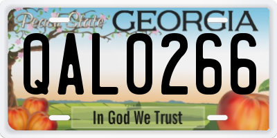 GA license plate QAL0266