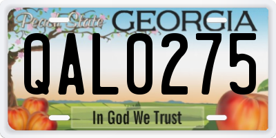 GA license plate QAL0275