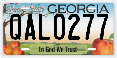GA license plate QAL0277