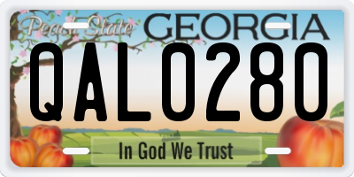 GA license plate QAL0280