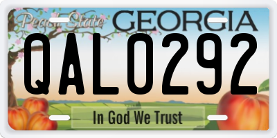 GA license plate QAL0292