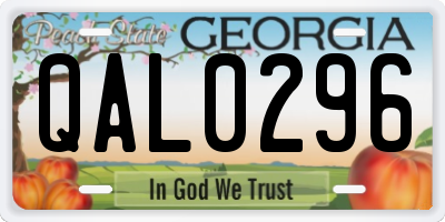 GA license plate QAL0296