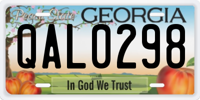 GA license plate QAL0298