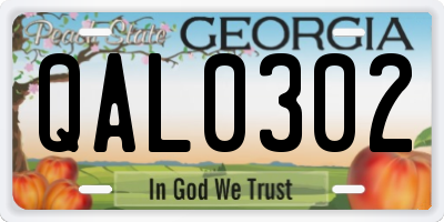GA license plate QAL0302