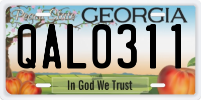 GA license plate QAL0311