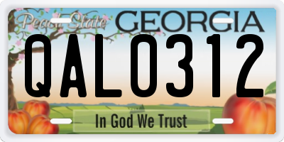 GA license plate QAL0312