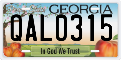 GA license plate QAL0315