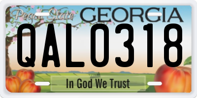 GA license plate QAL0318