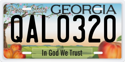 GA license plate QAL0320