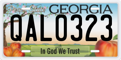 GA license plate QAL0323