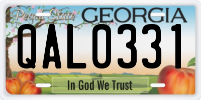 GA license plate QAL0331
