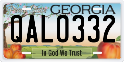 GA license plate QAL0332