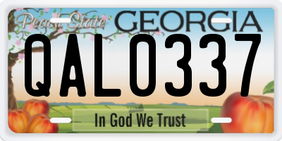 GA license plate QAL0337