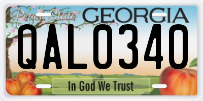 GA license plate QAL0340